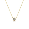 Minimalist 925 silver 18K gold plated necklace with round bezel set crystal pendant - Small Gold Bean Necklace / 925 Silver / 50cm (40+5+5cm) / Spanish PD 925 Silver Gold