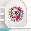 Christmas penguin toilet seat sticker with festive lights and holiday hat decor - Christmas Badge 07-Penguin