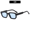 Retro geometric black frame sunglasses with transparent light blue lenses, color C4 - Black Frame Blue Lens