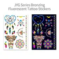 Fluorescent gold foil temporary tattoos with boho dreamcatcher and elephant patterns - Bronzing Fluorescent JYG-008