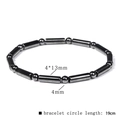 Men's vintage black hematite bracelet with 4x13mm cylindrical and 4mm round beads - Cylinder + Sphere 4*13mm