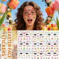 Waterproof Easter face stickers set with bunnies and eggs for festive makeup and party fun - Easter Face Sticker 9pcs Full Set (BF028-036)