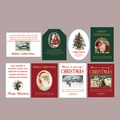 Set di 8 fogli di carta da regalo natalizia vintage con disegni di Babbo Natale e renne - Cartoline Vintage Americane 16Pz