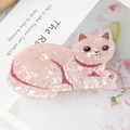 Pince à cheveux chat rose à motif marbré fabriquée en acétate de haute qualité - Chat marbre rose