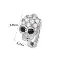 Silver skull stud earring with white and black cubic zirconia stones, 6mm height - #7 Gothic Skull Style