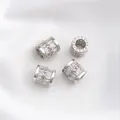 14K gold micro-pave zircon wheel spacer bead with BELOVED engraving for DIY jewelry - Style 18 / 9.5x9mm / White Gold