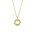 Collar dorado con colgante de letra C y círculo adornado con circonitas brillantes - Estilo Letra C (C)