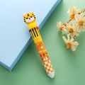Yellow ten-color tiger ballpoint pen with Good Luck print and checkered pattern - Tiger - Lucky