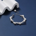 Double-layer necklace featuring natural freshwater pearls and silver chain with lobster clasp - Imitation Pearl Bracelet