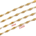 Gold stainless steel link chain with flat diamond segments for DIY jewelry making - Flat Rhombus / 4MM*13MM / Gold