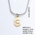 Pendente ovale dorato con lettera C in zircone su catena a serpente d'argento - Lettera C / 50cm