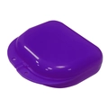 Translucent purple plastic orthodontic retainer box with ventilation holes and flip lid - Purple