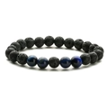 Bracciale energetico in pietra lavica nera da 8mm e perle naturali occhio di tigre - Occhio di Tigre Blu + Lavica