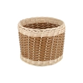 Cesto portaoggetti cilindrico a forma di orso in intreccio bicolore beige e marrone - 25*19cm / Cesto portaoggetti rotondo in plastica intrecciata