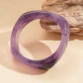 Chic purple marble resin geometric bangle with minimalist irregular square shape - Purple