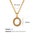 Elegant gold stainless steel 'O' letter pendant necklace with sparkling rhinestones - Letter O