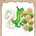 8th birthday balloon set with number 8 foil balloon and green dinosaur for party - FG18 Dinosaur Theme Number 8
