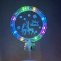 Glow-in-the-dark acrylic Christmas cake topper with colorful LED lights and reindeer engraving - Style 3 Multi-color Light