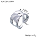 Dimensions techniques de la bague torsadée en acier inoxydable argenté, poids 4.8g - AJ41264 Enveloppement Croisé / Argenté