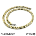 Two-tone gold and silver punk style Byzantine chain necklace for men in stainless steel - 6mm Two-tone / 18cm