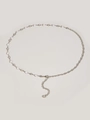 Catena sottile in argento per la vita con perle a cuore bianche e strass brillanti - Cuore di Perla + Singolo Strass