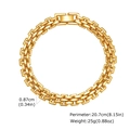 Golden stainless steel watch band style chain bracelet for men in 0.87cm width - Gold 21cm Length 0.87cm Width
