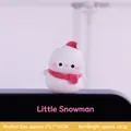 Miniature flocked snowman ornament with red hat and scarf for monitor and car decor - 3x2.7x3.6CM / Flocked Snowman Ornament