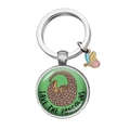 Edelstahl-Schlüsselanhänger mit Glasschuppentier und kleinem Schmetterling - Schuppentier (Save the pangolins)