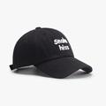 Black cotton baseball cap with white Snake hiss 3D embroidery and a curved brim - Adjustable / Black