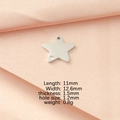 Polished silver star pendant with tiny crystal and detailed product dimensions - Steel