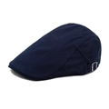 Detail view of navy blue newsboy cap featuring adjustable metal buckles and reinforced stitching - M (56-58cm) / Navy Blue
