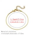 Golden 1.5mm thin wave chain bracelet in stainless steel with adjustable length - Flat S-link Style / 1.5mm Wide (17+5cm) / Gold