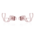 Close-up of rose gold stainless steel stethoscope earrings with heart design details - 109 Stethoscope - Rose Gold