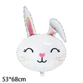 Cartoon white bunny foil balloon for Easter party decoration with pink ears 53x68cm - Bent Ear Bunny Head