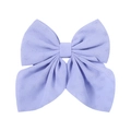 Detail shot of lavender floral chiffon bow hair clip with textured jacquard fabric - Light Purple