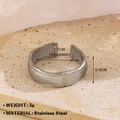 Adjustable bamboo style stainless steel ring in silver finish with 1.7cm inner diameter - Steel (773 Bamboo)