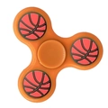 Three-leaf fidget spinner with orange finish and basketball patterns on each petal - Classic Orange Basketball Pattern