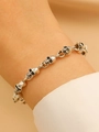 Bracelet tête de mort style punk gothique pour homme en argent antique au poignet - Argent Antique 15 Sections
