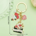 Colorful enamel Mother's Day keychain with MOM flower bouquet and red heart charms - Red Happy Heart Rose (ER1546)
