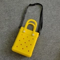 Bright yellow EVA cartoon crossbody bag with hole design and black nylon strap - Yellow