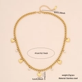 Collar de cadena cubana dorada de acero inoxidable con colgantes de corazón y circón - Estilo de Corazón con Diamantes de Imitación