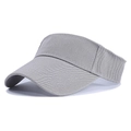 Sporty greyish white open top sun visor hat with textured twill fabric for outdoor running - Light Gray / One Size