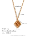 Collar de acero inoxidable chapado en oro de 18K con colgante geométrico de rombo - Collar con Colgante de Rombo Geométrico-Oro-Circonita Naranja