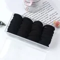 Set of 50 black high-elastic seamless hair ties in a transparent storage box - 32 Pcs Black