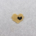 Handmade Miyuki bead heart charm in black and gold finish for DIY jewelry making - 004-Black Gold Mixed Heart