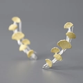 S925 sterling silver ginkgo leaf ear crawler earrings with gold and silver finish - Full Gold Leaf