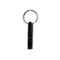 Aluminum survival whistle in black metallic finish with integrated silver keyring attachment - Black