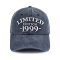 Washed navy blue cotton baseball cap with white Limited Edition 1999 embroidery detail - Adjustable / 1999 Style (Navy Blue)