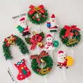 Christmas cake toppers set with Santa and reindeer motifs for holiday party decor - Christmas Topper Set 4