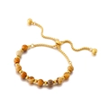 Adjustable gold bead bracelet with earth-tone natural stones and sliding closure - Picture Jasper Gold Color (KB151888-Z)
